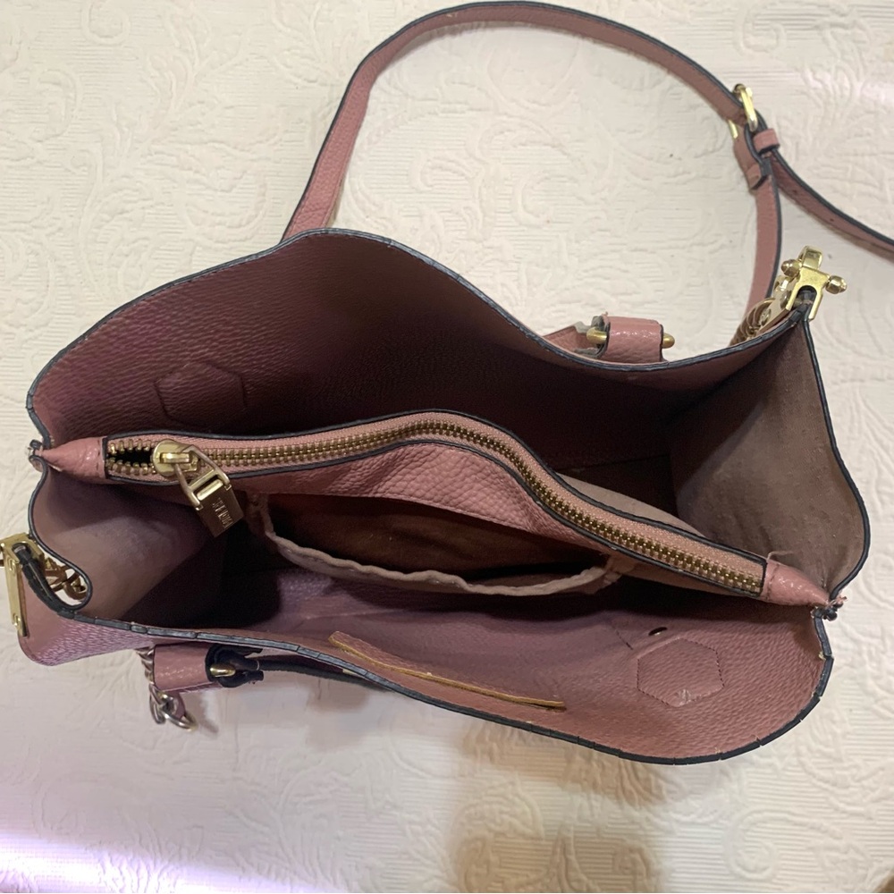 Steve Madden Pink Squared Gold Accent Shoulder/Crossbody Open Bag Purse - Picture 4 of 11